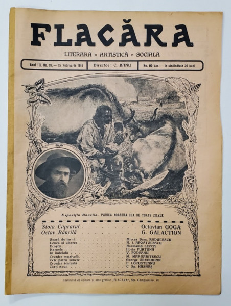 FLACARA , LITERARA , ARTISTICA , SOCIALA , ANUL III , NR. 18 , 15 FEBRUARIE , 1914