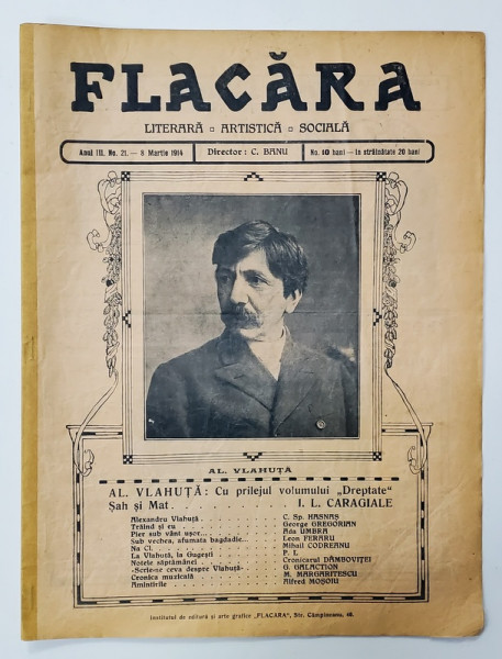 FLACARA , LITERARA , ARTISTICA , SOCIALA , ANUL III , NR. 21 , 8 MARTIE  , 1914