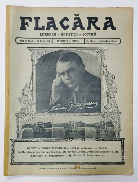 FLACARA , LITERARA , ARTISTICA , SOCIALA , ANUL III , NR. 27 , 19 APRILIE , 1914