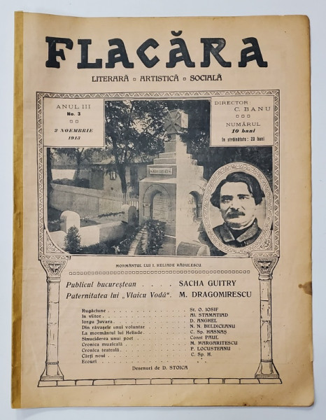 FLACARA , LITERARA , ARTISTICA , SOCIALA , ANUL III , NR. 3 , 2 NOIEMBRIE , 1913