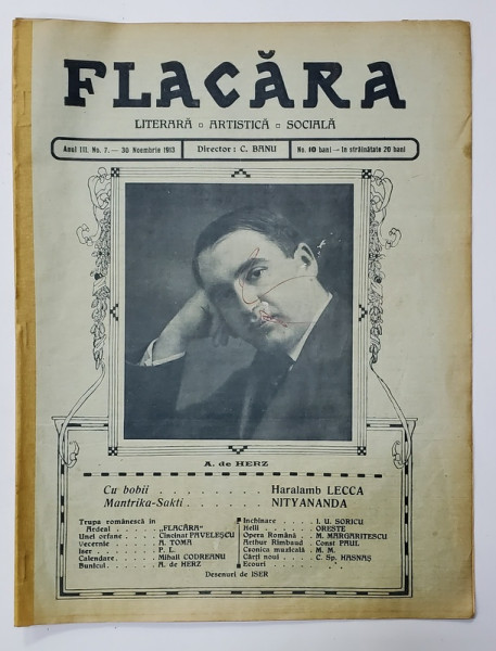 FLACARA , LITERARA , ARTISTICA , SOCIALA , ANUL III , NR. 7 , 30  NOIEMBRIE , 1913