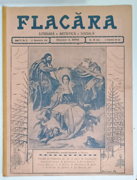 FLACARA LITERARA , ARTISTICA , SOCIALA , INCORONAREA SFINTEI FECIOARE de VELASQUEZ , ANUL IV , NO. 11 , 1914