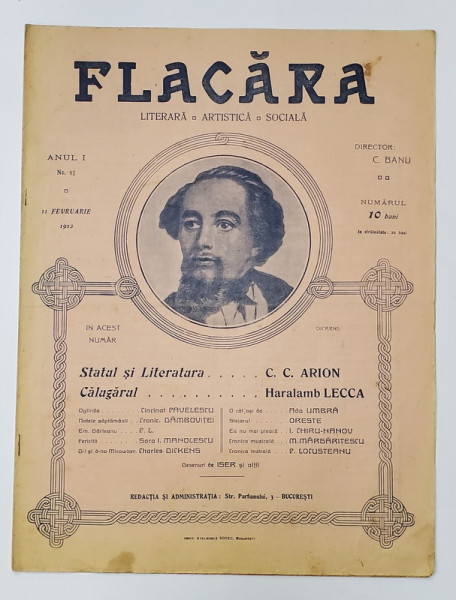 FLACARA  LITERARA , ARTISTICA , SOCIALA , REVISTA , ANUL I , NR. 17  ,  FEBRUARIE , 1912