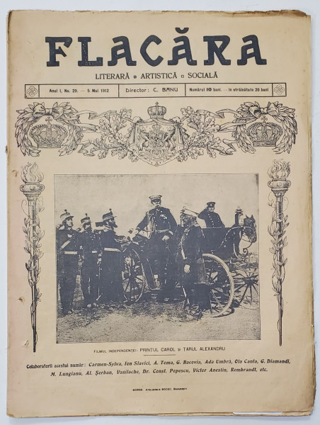 FLACARA , REVISTA LITERARA , ARTISTICA , SOCIALA , ANUL I , NR. 29 , 5 MAI 1912