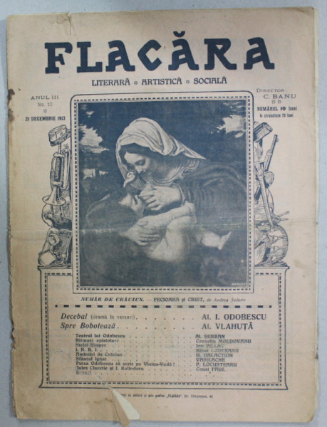 FLACARA , REVISTA LITERARA , ARTISTICA , SOCIALA , ANUL III   , NR.10 , 21 DECEMBRIE  , 1913