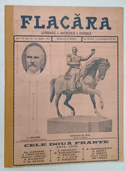 FLACARA , REVISTA LITERARA , ARTISTICA , SOCIALA , SUBIECT : CELE DOUA FRANTE 1870 -1915   , NR. 27 , 1915