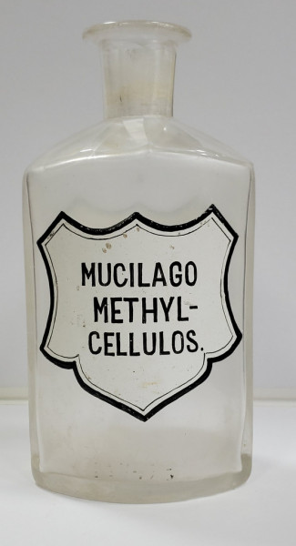 Flacon din sticla pentru farmacie, MUCILAGO METHYL-CELLULOS.