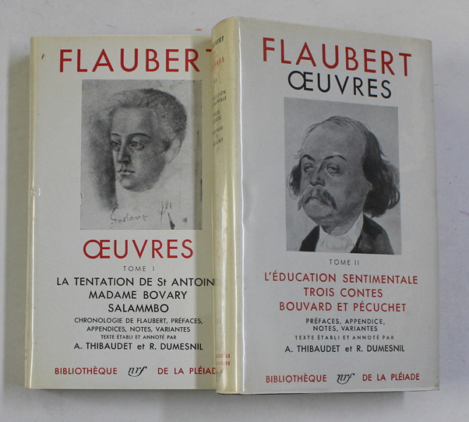 FLAUBERT  - OEUVRES , VOLUMELE I - II , BIBLIOTHEQUE DE LA PLEIDAE , 1958  , EDITIE DE LUX PE HARTIE DE BIBLIE , LEGATURA PIELE