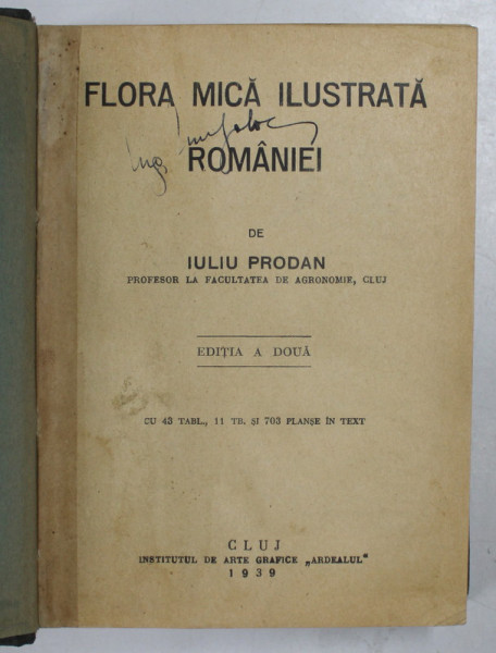 FLORA MICA ILUSTRATA A ROMANIEI de IULIU PRODAN,1939