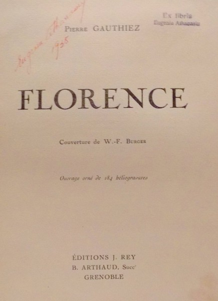 FLORENCE par PIERRE GAUTHIEZ , 1927