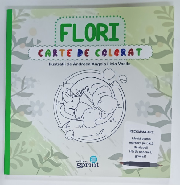FLORI , CARTE DE COLORAT , ilustratii de ANDREEA ANGELA LIVIA VASILE , 2025