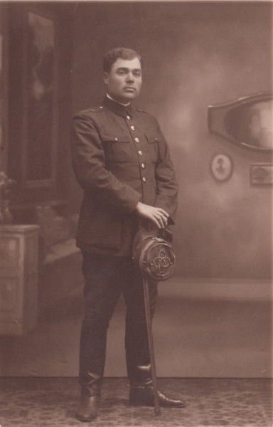FOTO ARTE - OTTO BONIG - CALAFAT , OFITER ROMAN CU SABIE , FOTOGRAFIE TIP CARTE POSTALA , INCEPUTUL SECOLULUI XX