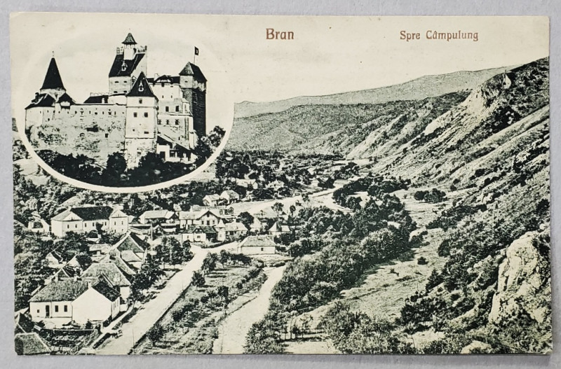 FOTO J. SCHNEIDER , BRAN , BRAUL SPRE CAMPULUNG , CARTE POSTALA , INCEPUTUL  SEC. XX