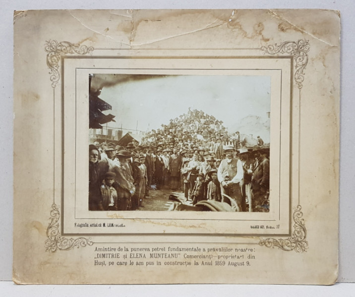 FOTO LEMPACHEK GALATI , FOTOGRAFIE DE GRUP  LA PUNEREA PIETREI FUNDAMENTALE A UNEI PRAVALII ,  1899