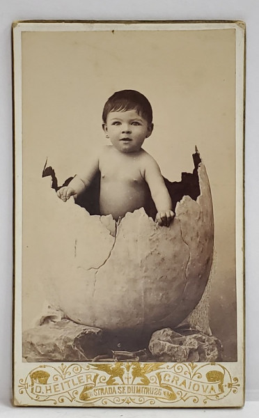 FOTOGRAF D. HEITLER , CRAIOVA , COPIL IESIND DIN OU , FOTOGRAFIE C.D.V. , CCA. 1900