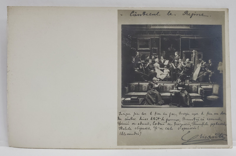 FOTOGRAF F, MANDY , M.S REGINA ELISABETA A ROMANIEI , LA PIAN , CU ORCHESTRA , CARTE POSTALA , CLASICA