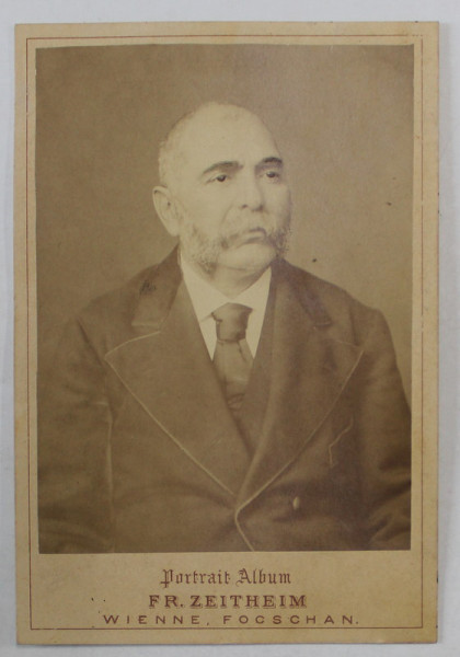 FOTOGRAF FR. ZEITHEIM , FOCSANI , DOMN CU COSTUM SI CRAVATA , FOTOGRAFIE CABINET , SFARSITUL SEC. XIX