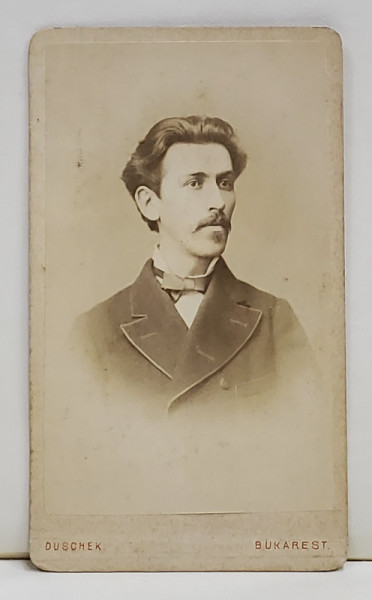 FOTOGRAF FRANZ DUSCHEK , BUCURESTI , PROFIL DE BARBAT , FOTOGRAFIE TIP C.D.V. , SFARSITUL SEC .XIX