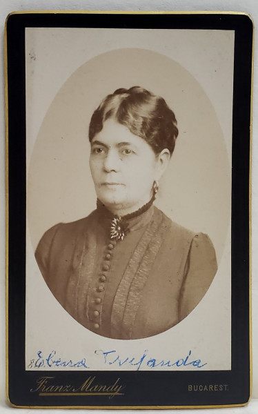 FOTOGRAF FRANZ MANDY , PORTRETUL ELIZEI  VOINOV  (SEMIPROFIL )   FOTOGRAFIE C.D.V. , SFARSITUL SEC. XIX