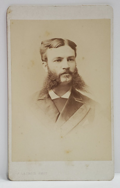 FOTOGRAF J. LACROIX , GENEVE , BARBAT CU FAVORITI , FOTOGRAFIE C.D.V. , SFARSITUL SEC. XIX