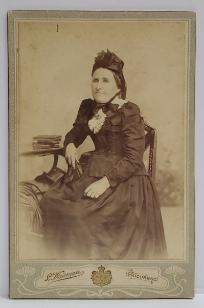 FOTOGRAF L. WAISMAN , BUCURESTI, DOAMNA PE FOTOLIU , FOTOGRAFIE CABINET , 1902