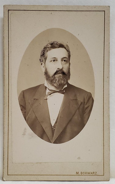 FOTOGRAF M. SCHWARZ  , BUCURESTI ,  NICOLAE VOINOV  (1834- 1899 ) , FOST MINISTRU , PORTRET ,   FOTOGRAFIE C.D.V. , SFARSITUL SEC. XIX