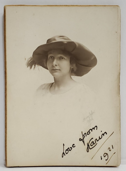 FOTOGRAF NORMAN TAYLOR , LONDRA , TANARA CU PALARIE , SKETCH PORTRET , FOTOGRAFIE CU MICA PAGINA PENTRU INSEMNARI , 1921