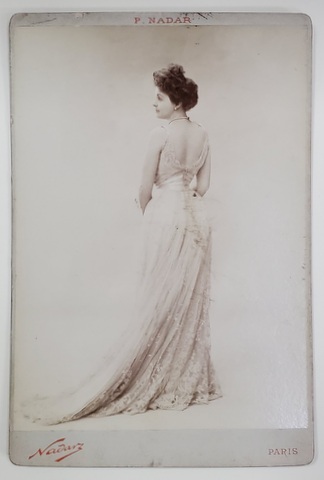 FOTOGRAF P. NADAR , PARIS , ACTRITA FRANCEZA GABRIELLE REJANE 1856 - 1920 ,  FOTOGRAFIE TIP CABINET , SFARSITUL SEC. XIX