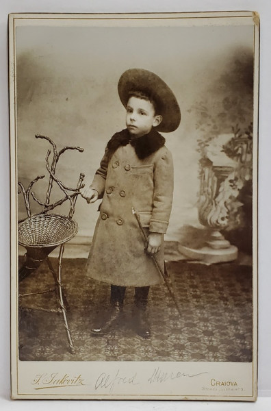 FOTOGRAF S. JACOVITZ , CRAIOVA , ALFRED MARCU, DIN CRAIOVA , COPIL , FOTOGRAFIE CABINET , CCA. 1900
