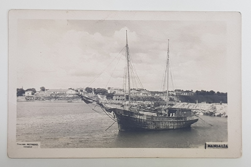 FOTOGRAF TRAIAN PETRESCU - BUCURESTI  , MANGALIA , VEDERE SPRE ORAS DE PE MARE , CARTE POSTALA ILUSTRATA , 1926