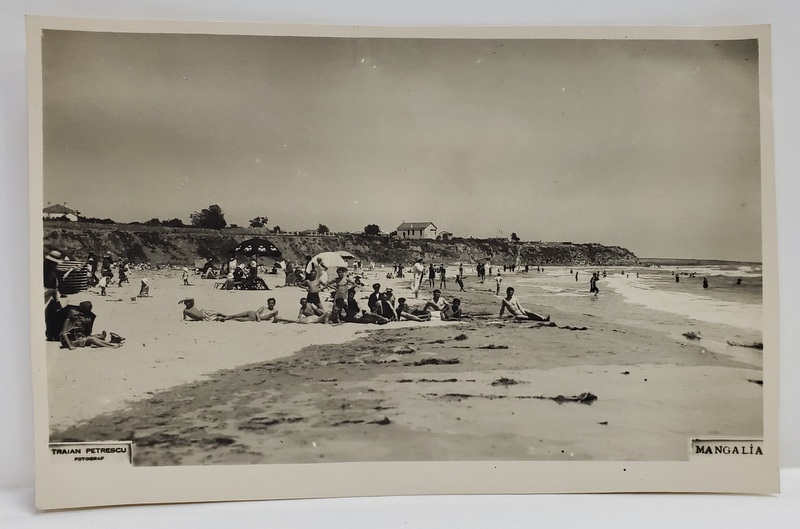 FOTOGRAF TRAIAN PETRESCU , PLAJA IN MANGALIA , FOTOGRAFIE TIP CARTE POSTALA , INTERBELICA