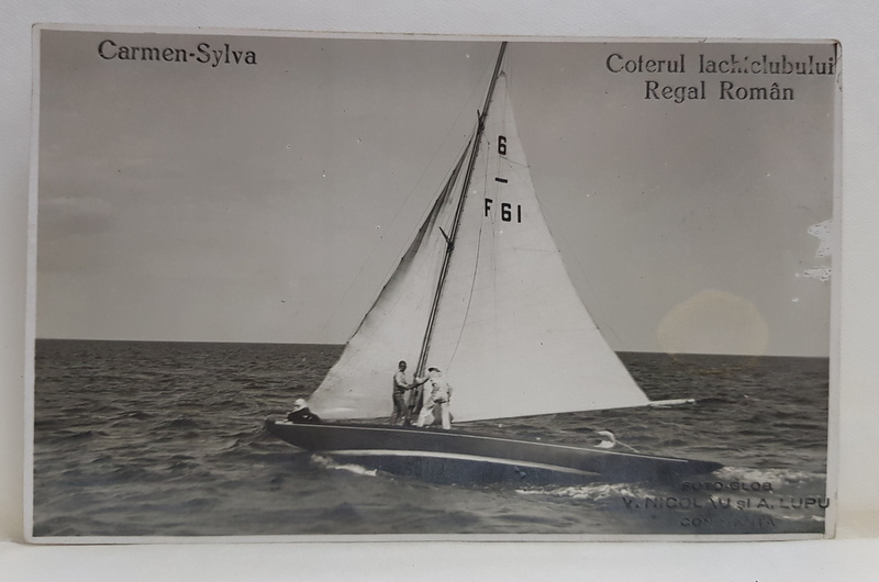 FOTOGRAFI  V. NICOLAU SI A. LUPU , CONSTANTA , CARMEN SYLVA , COTERUL IACHTCLUBULUI REGAL ROMAN , FOTOGRAFIEI TIP CARTE POSTALA , 1929