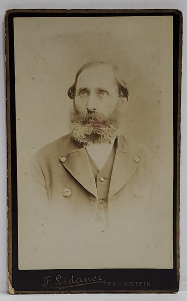 FOTOGRAFIE C.D.V. , STUDIO F. LIDAEUR , TRAUNSTEIN , BARBAT CU BARBA , SFARSITUL SEC. XIX