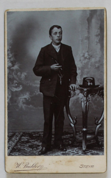 FOTOGRAFIE C.D.V. , STUDIO H. BICHLER , STEYR , TANAR CU PORTIGARET , SFARISTUL SEC. XIX