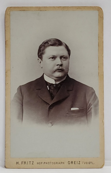 FOTOGRAFIE C.D.V. , STUDIO H. FRITZ , GREIZ , BARBAT CU MUSTATA , CCA. 1900