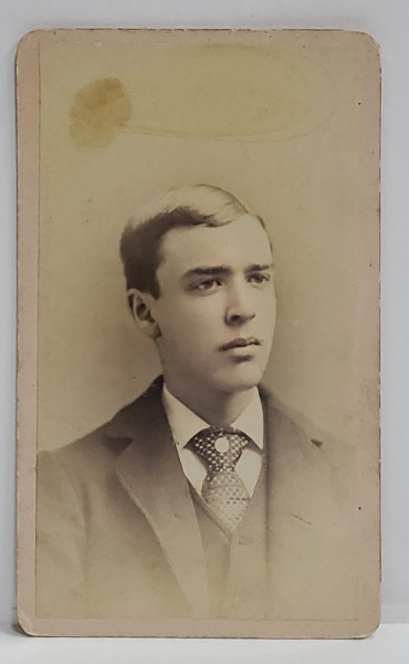 FOTOGRAFIE C.D.V. , STUDIO W.E. POTTER , PROVIDENCE , R.I. , TANAR CU CRAVATA , SFARSITUL SEC. XIX