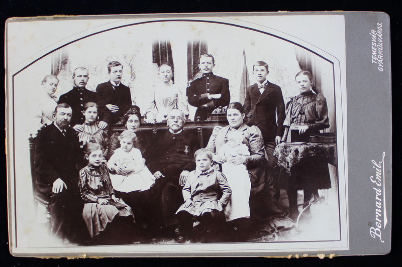 FOTOGRAFIE DE FAMILIE , FOTOGRAFIE TIP CABINET , LIPITA PE CARTON , PE HARTIE LUCIOASA , CCA. 1900