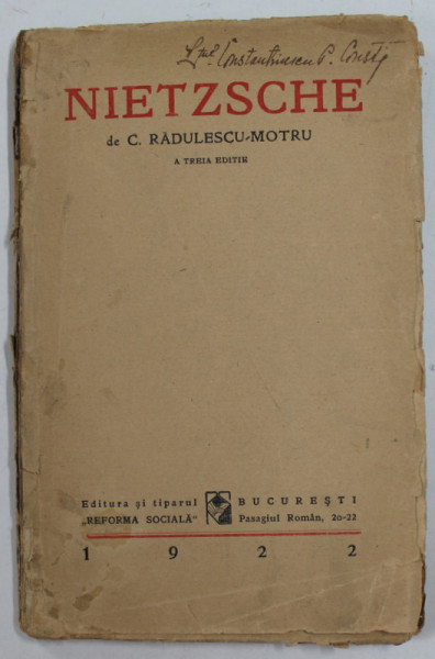 FR. W. NIETZSCHE - C. RADULESCU-MOTRU  1921
