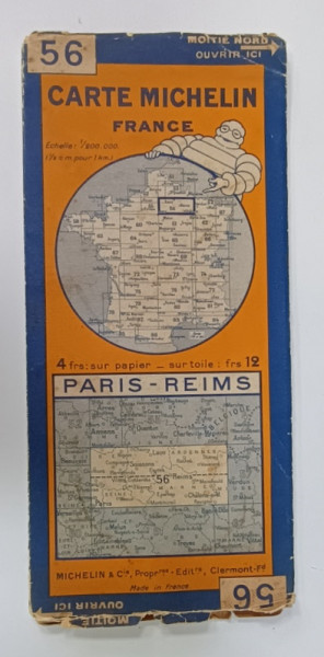 FRANCE , CARTE MICHELIN ,  PARIS - REIMS , EDITIE INTERBELICA