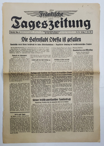 FRANKISCHE TAGESZEITUNG , NATIONALSOZIALISTISCHE TAGZEITUNG FUR DEN GAU FRANKEN , NR.244 , 1941
