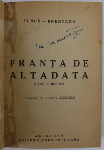 FRANTA DE ALTADATA ( L' ANCIEN REGIME ) de FUNCK - BRENTANO , 1944