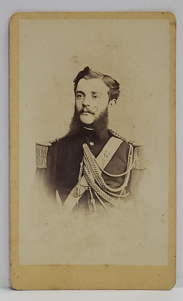 FRANZ DUSCHEK , BUCURESTI , FOTOGRAFIE C.D.V. , OFITER CU TUNICA SI EGHILETI , SEC. XIX