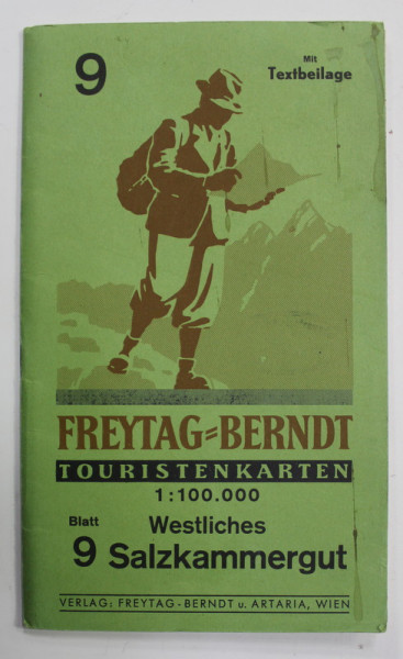 FREYTAG - BERNDT TOURISTEN - WANDERKARTE - BLAT 9 - WESTLICHES SALZKAMMERGUT  , SC. 1 : 100.000 , EDITIE  INTERBELICA