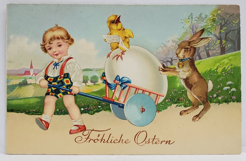 FROLICHE OSTERN  (PASTE FERICIT !  ), CARTE POSTALA , PERIOADA INTERBELICA