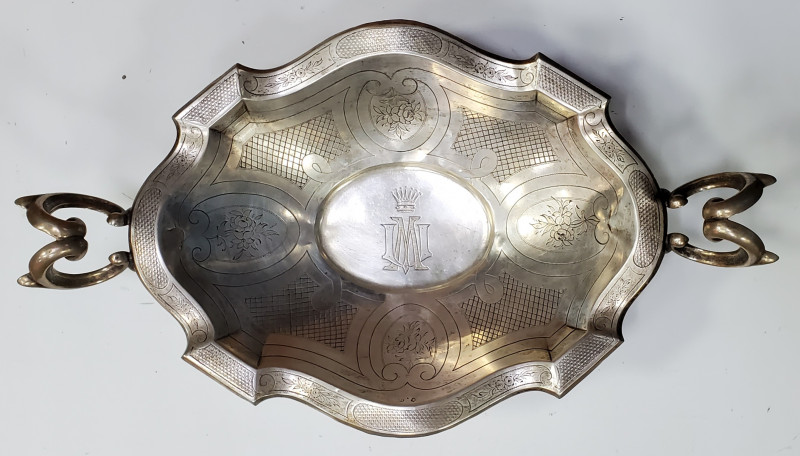 Fructiera din argint gravata manual, Austria, Sfarsit secol 19