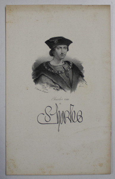 F.S. DELPECH ( 1778 - 1825 )  -  CHARLES VIII  ,  LITOGRAFIE MONOCROMA , CCA. 1820