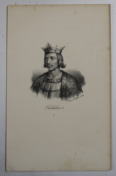 F.S. DELPECH ( 1778 - 1825 )  - CHILDEBERT II , LITOGRAFIE MONOCROMA , CCA. 1820