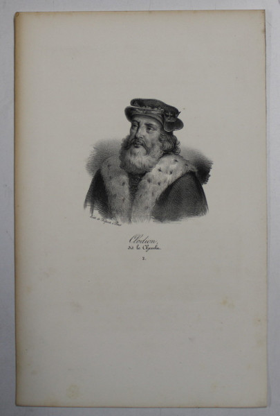 F.S. DELPECH ( 1778 - 1825 )  -  CLODION DIT LE CHEVELU,  LITOGRAFIE MONOCROMA , CCA. 1820