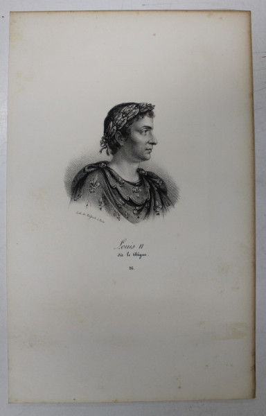 F.S. DELPECH ( 1778 - 1825 )  - LOUIS II DIT LE BEGUE ,  LITOGRAFIE MONOCROMA , CCA. 1820