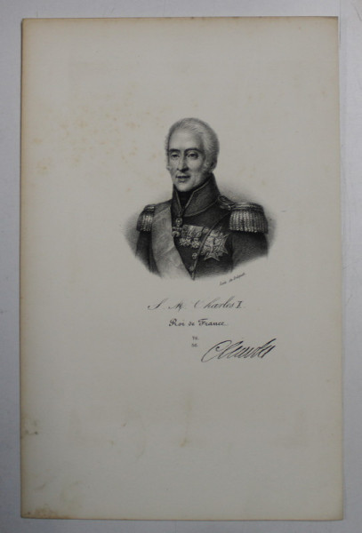 F.S. DELPECH ( 1778 - 1825 )  -  S. M. CHARLES X , ROI DE FRANCE ,  LITOGRAFIE MONOCROMA , CCA. 1820